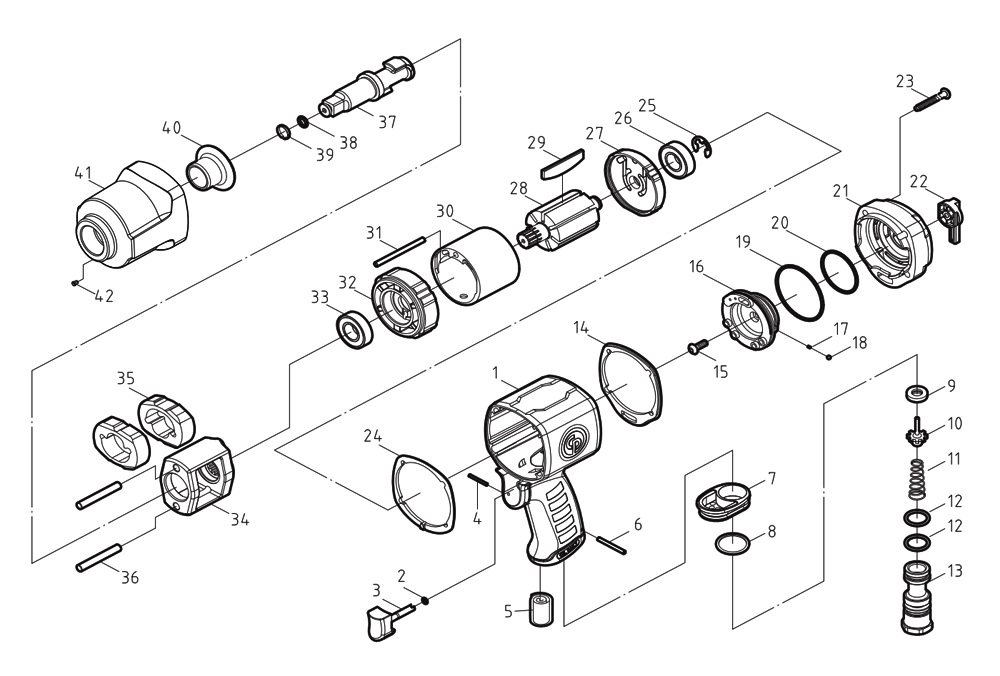 Fig-0 Diagram and Parts List for CP7748TL  Chicago Pneumatic Wrench